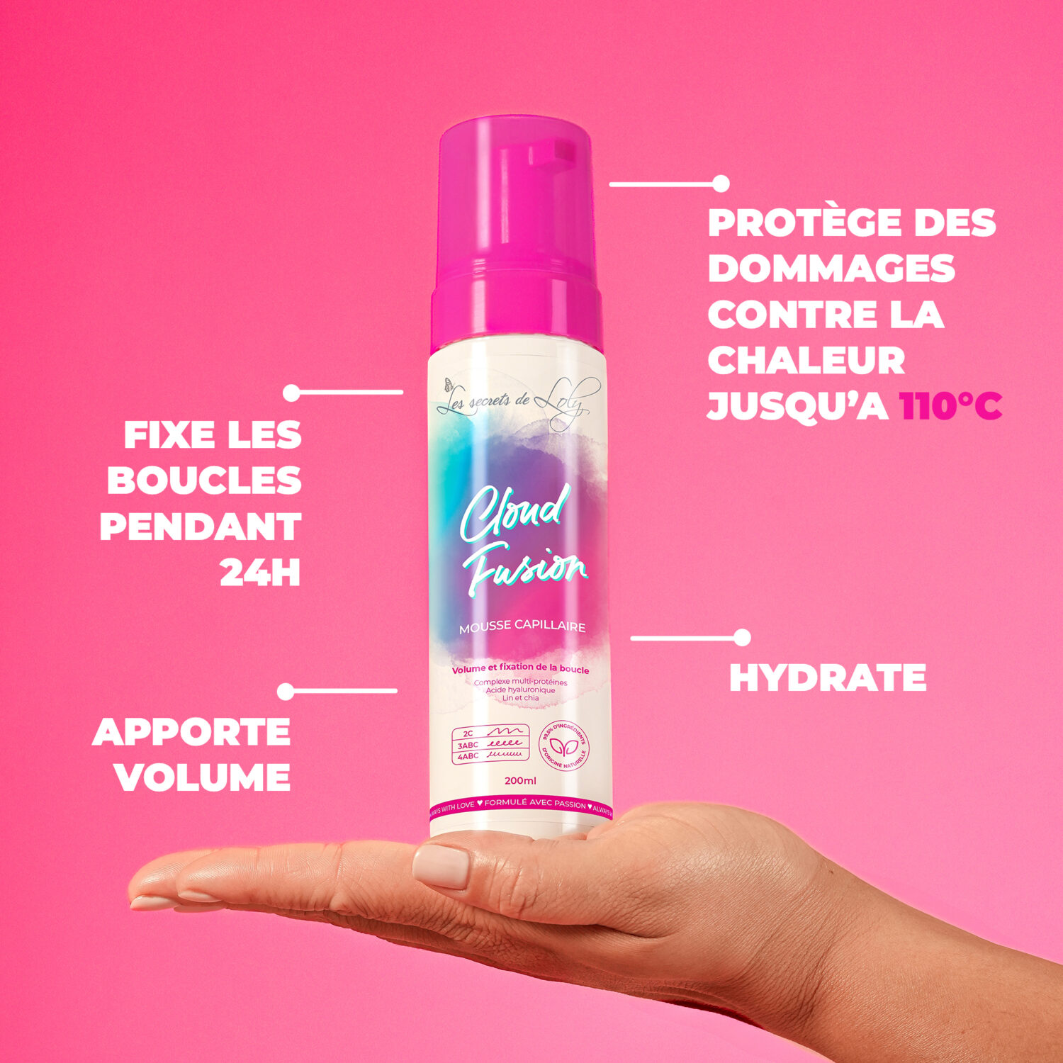 Cloud Fusion mousse capillaire volume et fixation des boucles - 200ml – Image 3