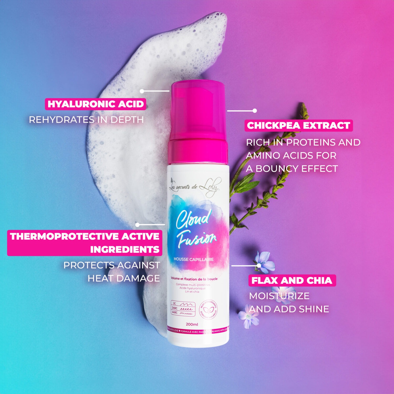 Cloud Fusion mousse capillaire volume et fixation des boucles - 200ml – Image 4